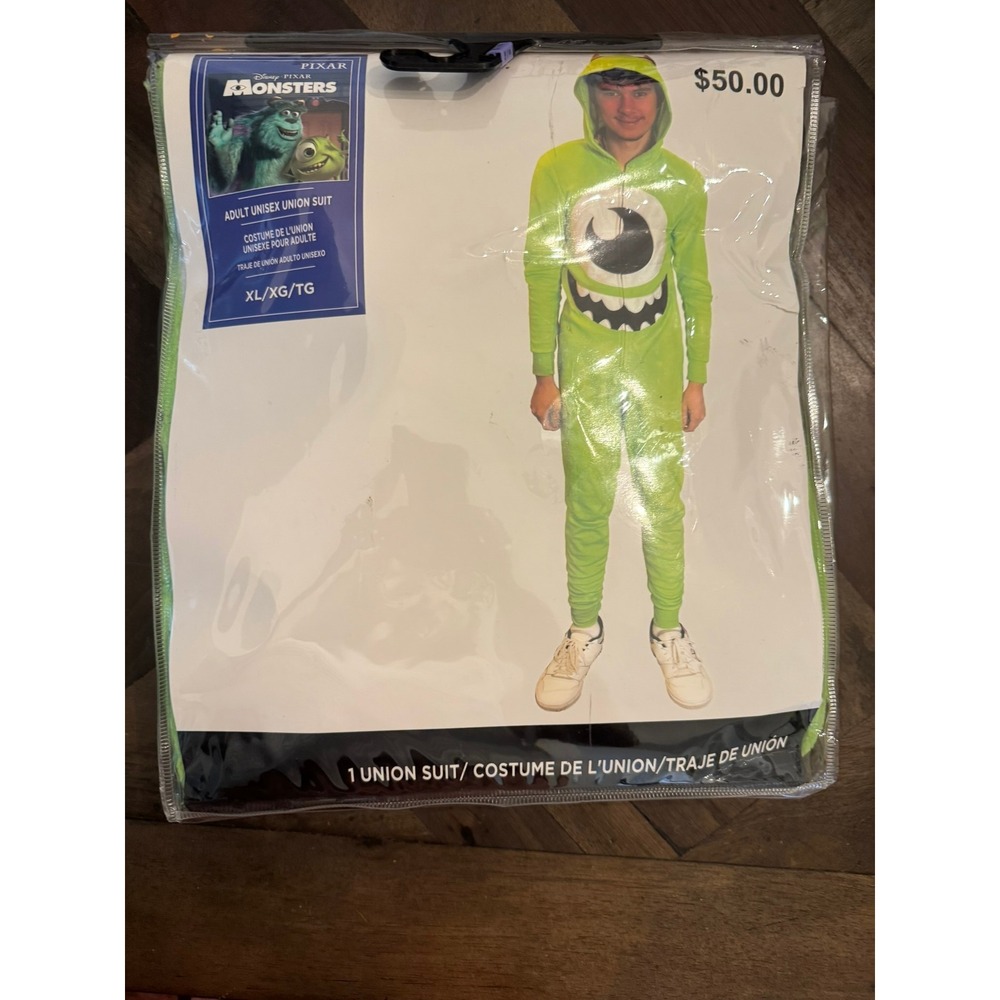 Disney Pixar Monsters Inc Mike Wazowski Green Adult Unisex Union Suit XL New
